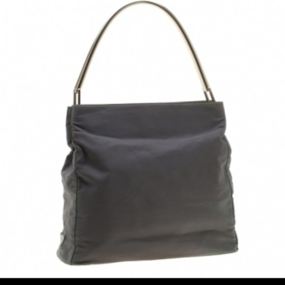 Prada green nylon silver handle shoulder bag tote - Picture 4 of 10